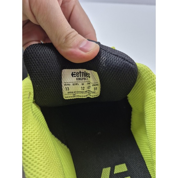 Etnies Kingpin 2 Shoes Mens Size 13 Black Neon Yellow Skate Casual Y2k - Picture 8 of 10
